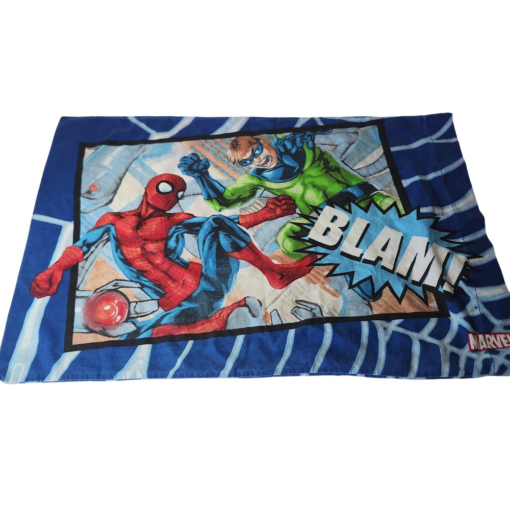 Marvel‎ Spider-Man Comic Action Pillowcase Blue Double Sided Blam Zing Graphic